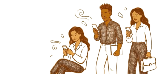 Professionals using phones